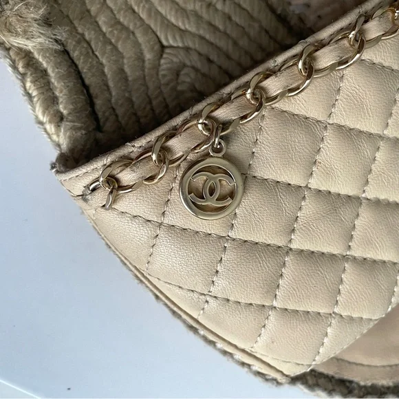 Chanel Interlocking CC Logo Quilted Espadrilles Slides Sandals Size 39 - Picture 8 of 9